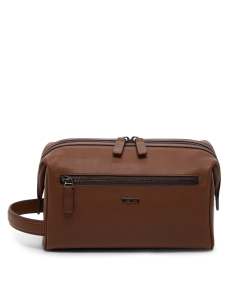 Trousse de toilette Framed TUMI en cuir lisse Cognac, référence 156647-1221