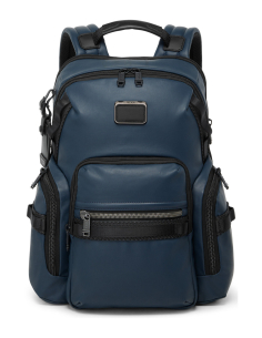 Sac à dos extensible toile enduite TUMI Alpha Bravo Navigation Navy Coated Canvas, référence 156502-A758