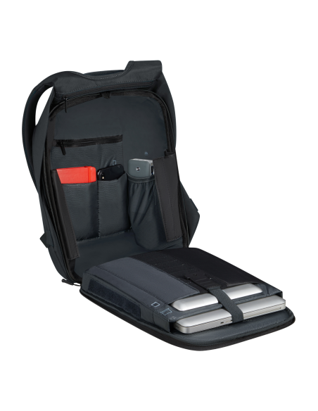 Sac à dos ordinateur 14,1 pouces Samsonite Securipak 2.0 Noir, intérieur ouvert avec rangements pour appareils et accessoires