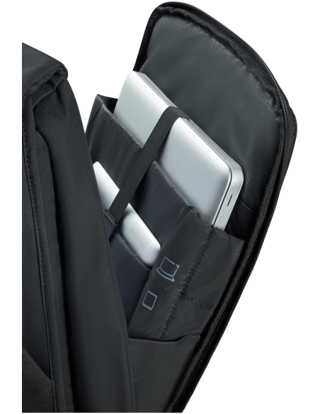 Sac à dos de voyage ordinateur 17,3 pouces Samsonite Securipak 2.0 Noir, détail des logements ordinateur et tablette
