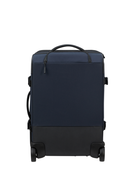Sac de voyage cabine 2 roues 52 cm Samsonite Securipak 2.0 Bleu Foncé, vue arrière avec les deux roues
