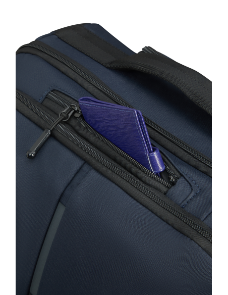 Sac de voyage cabine 2 roues 52 cm Samsonite Securipak 2.0 Bleu Foncé, poche supérieure ouverte