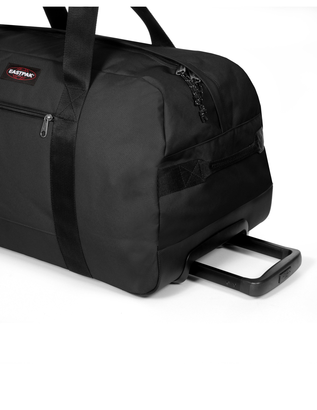 Eastpak Container 65+ Black, d&eacute;tail de la poign&eacute;e t&eacute;lescopique et du c&ocirc;t&eacute;