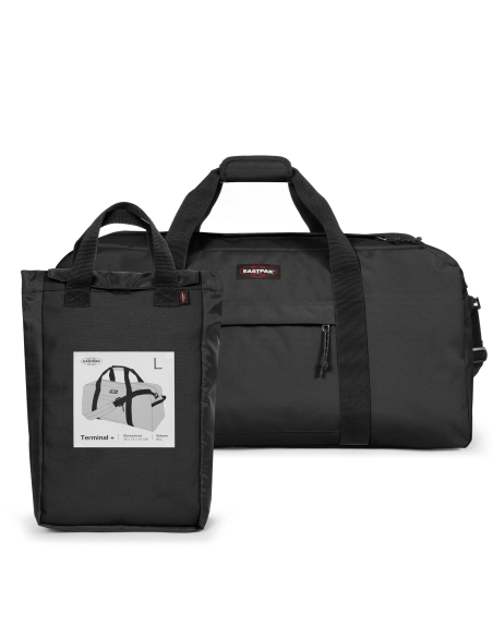 Eastpak Terminal+ Black, sac déplié avec une housse présentée à côté