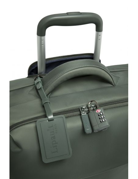 Valise long séjour 70 cm Lipault Plume Khaki, poignées supérieure et télescopique, porte-adresse et fermeture