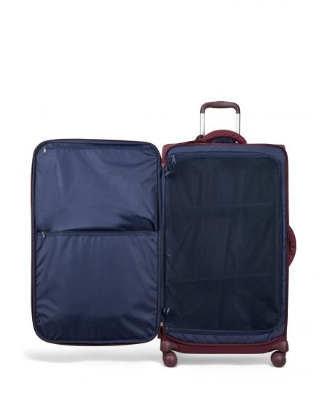 Valise très long séjour 79 cm Lipault Plume Bordeaux, intérieur ouvert avec séparateur zippé