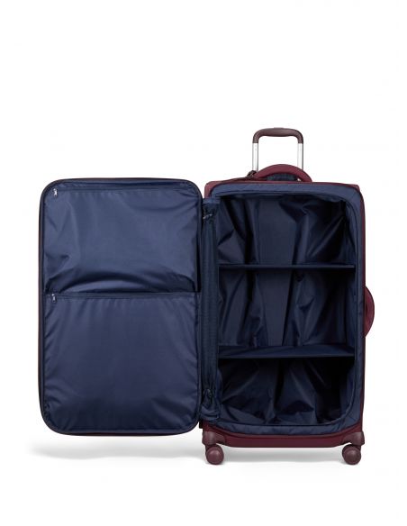 Valise très long séjour 79 cm Lipault Plume Bordeaux, intérieur ouvert et organiseurs de rangement
