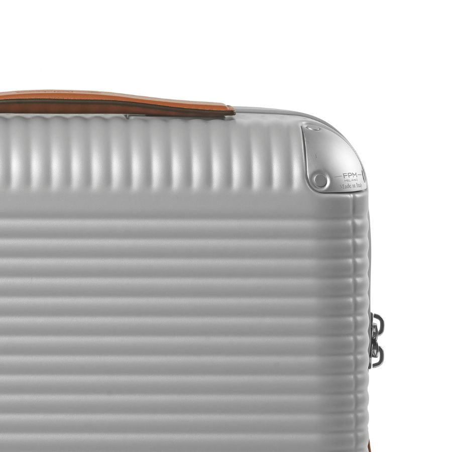 Coin en aluminium marqué Made in Italy, coque nervurée et poignée en cuir BANK ZIP DLX