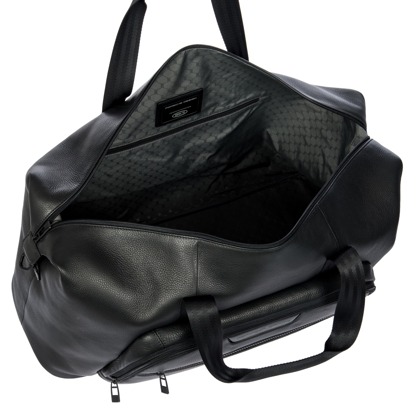 Int&eacute;rieur ouvert du sac de voyage en cuir Roadster Leather Evo