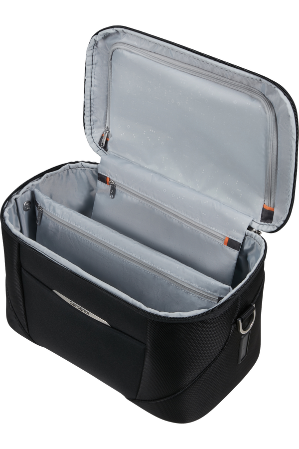 Vanity Samsonite Re-Lite ouvert avec s&eacute;paration int&eacute;rieure et poche sous le couvercle