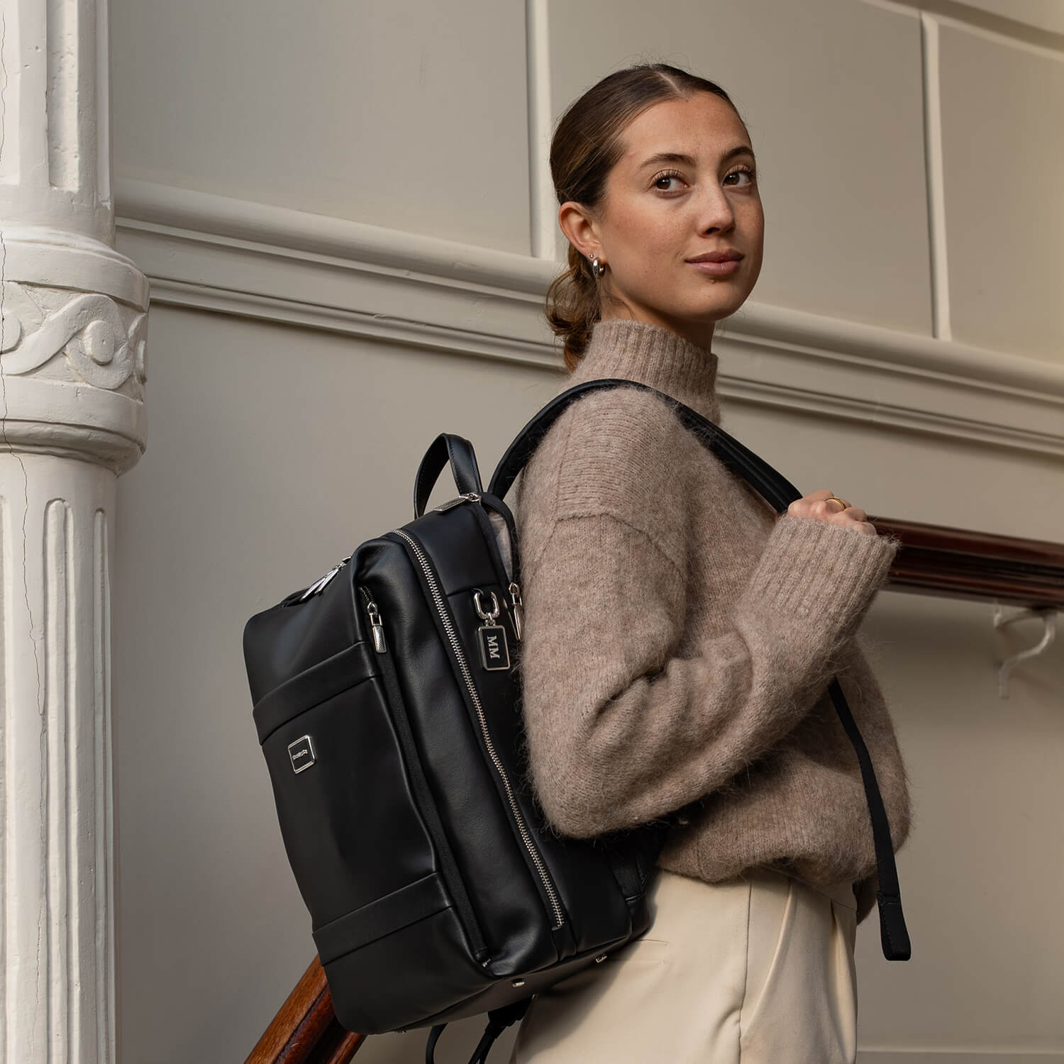 Sac &agrave; dos en cuir Samsonite Image Biz Leather port&eacute; en ville