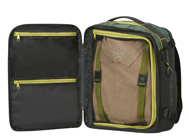 Sac à dos Samsonite Outtrax ouvert avec séparateur, sangles et poches de rangement
