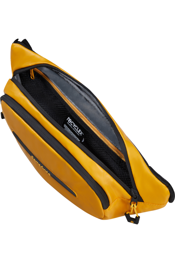 Compartiment ouvert et rangement int&eacute;rieur du sac banane Ecodiver jaune