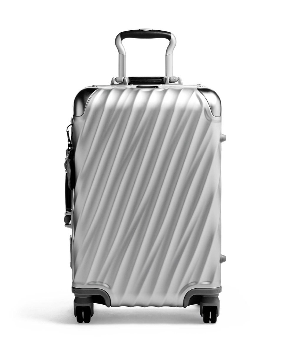 Valise cabine TUMI 19 Degree Aluminium Silver, coque sculptée et poignées noires