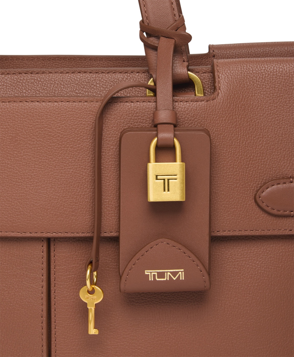 Bijou en cuir du sac Agent avec serrure TUMI T et clé attachée