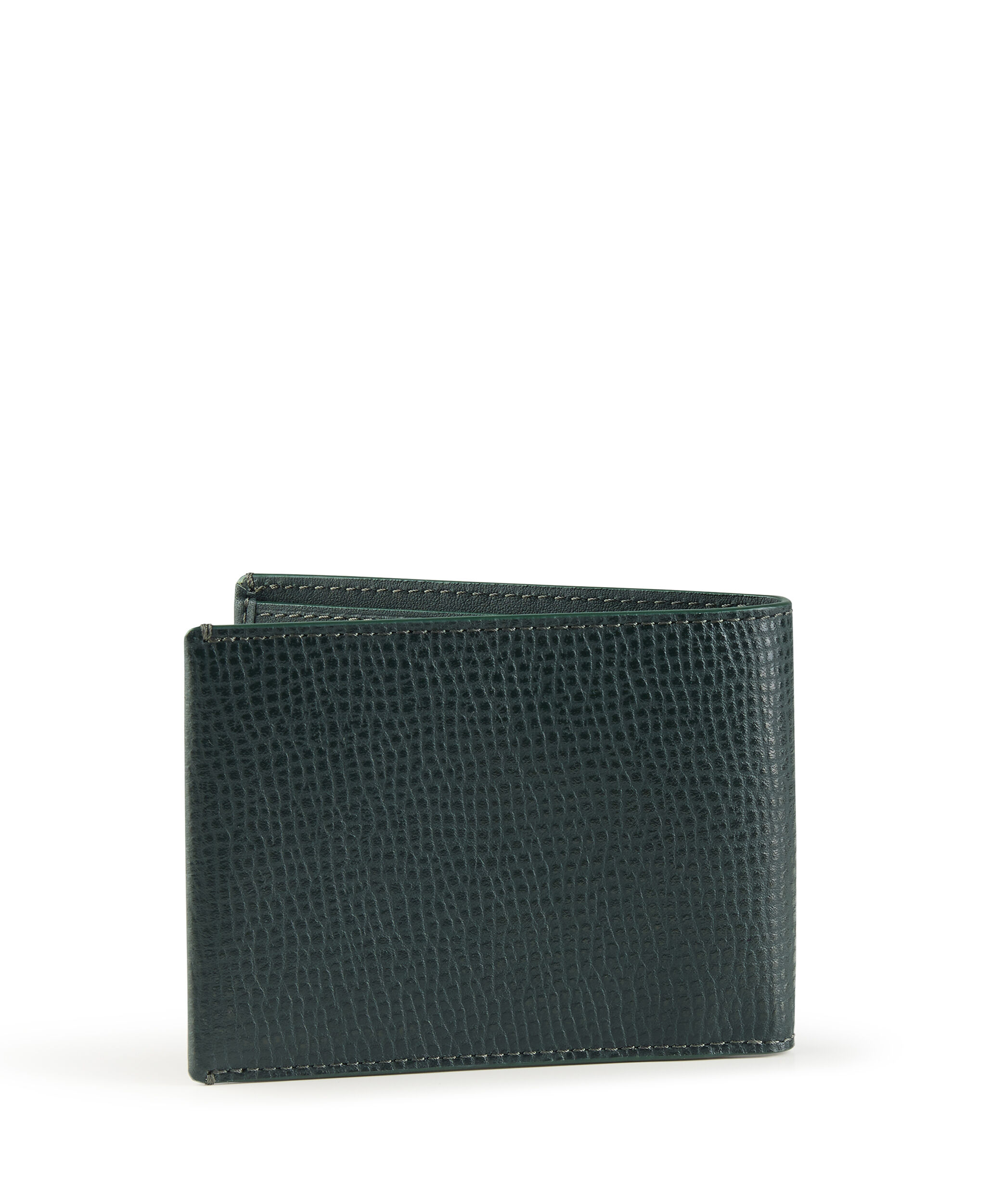 Dos texturé du portefeuille compact TUMI Nassau, avec détail du cuir et des coutures