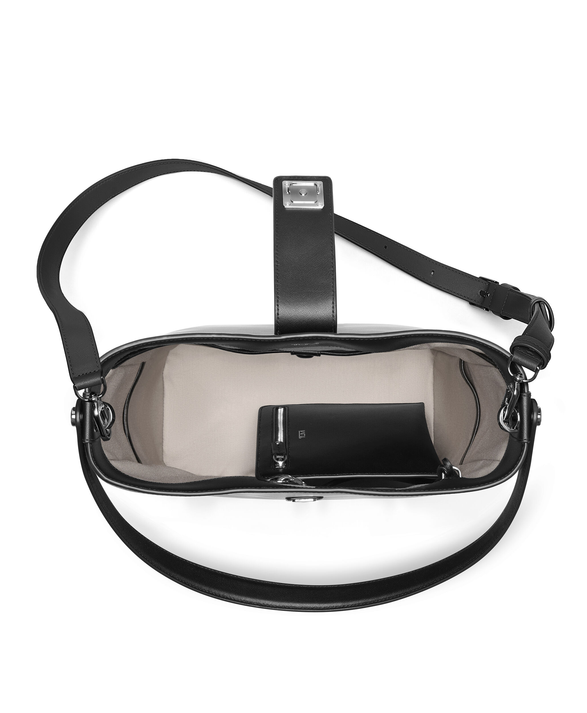 Sac seau Medium Olas ouvert avec téléphone et pochette en cuir détachable