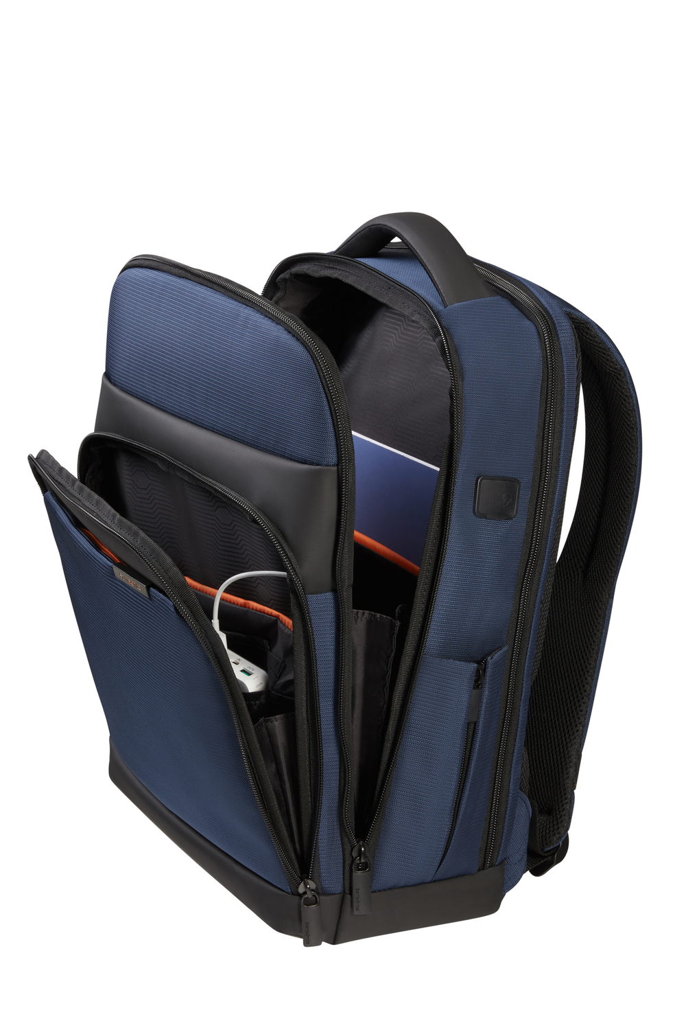 Organisation int&eacute;rieure du sac &agrave; dos Samsonite Mysight Bleu avec ses accessoires