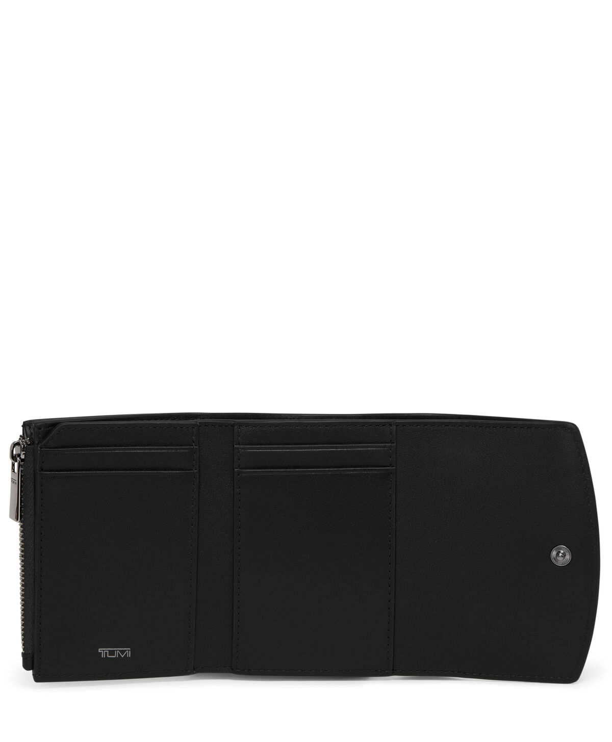 Portefeuille compact TUMI Belden noir ouvert