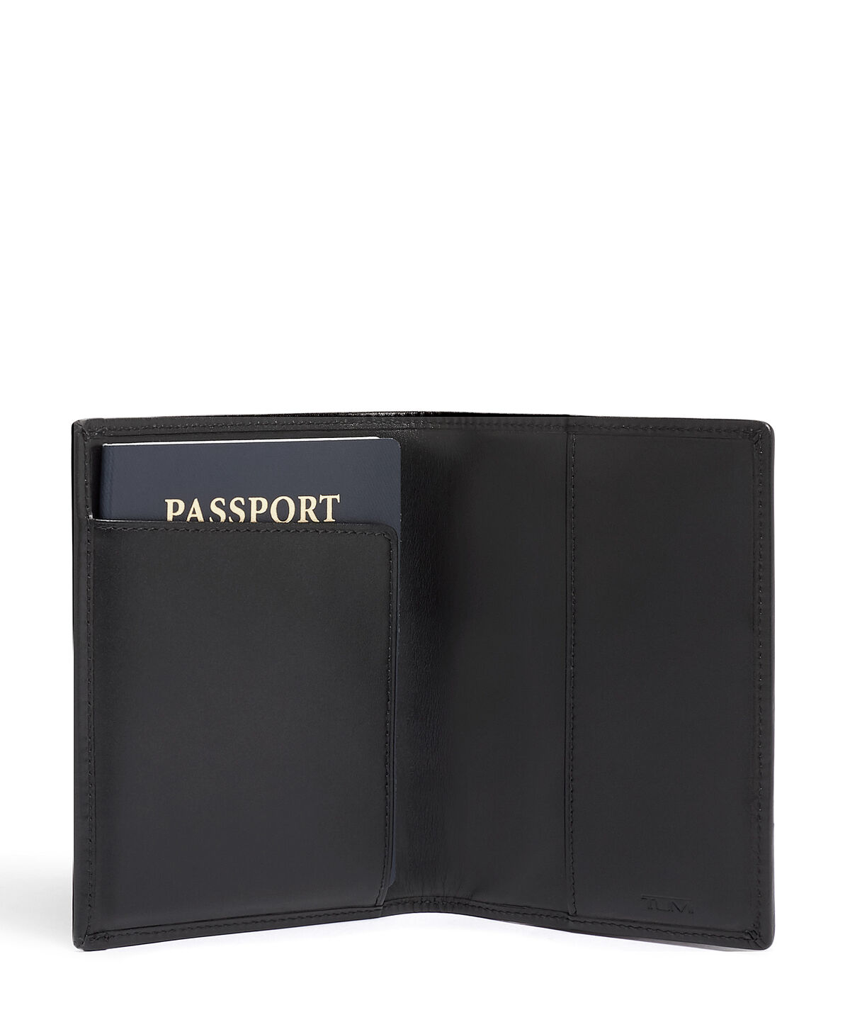 Protège-passeport TUMI Alpha ouvert avec sa poche pour le document