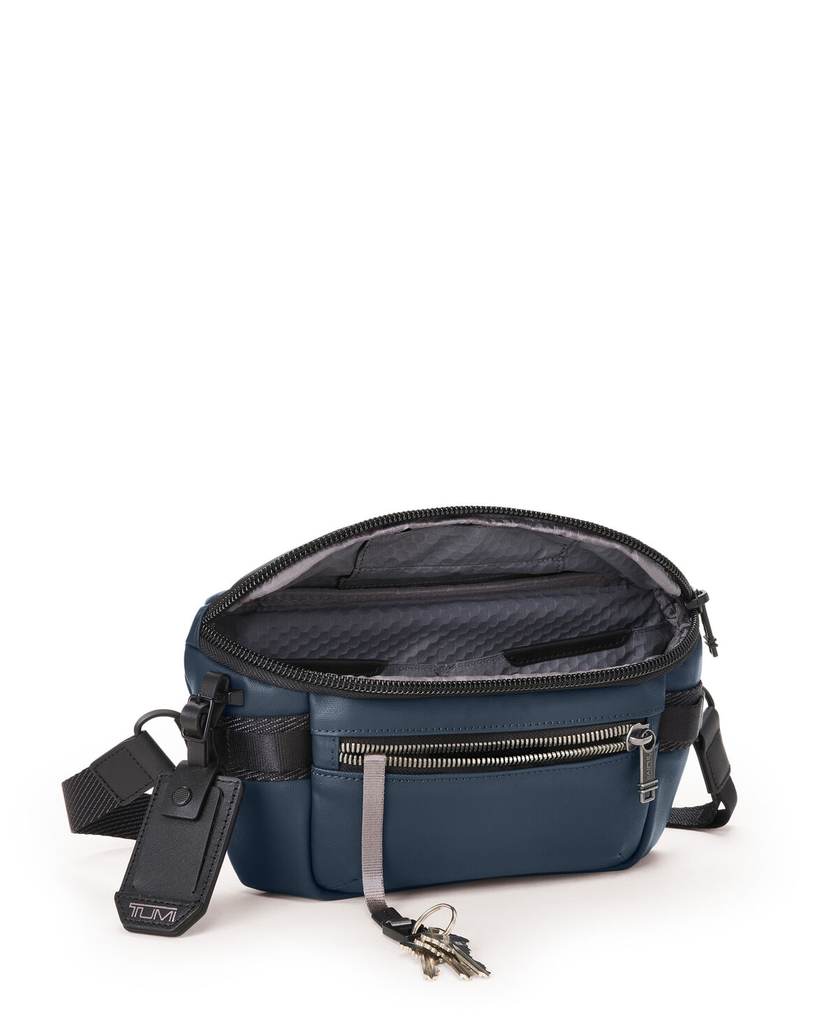 Sac ceinture TUMI Classified en toile enduite ouvert
