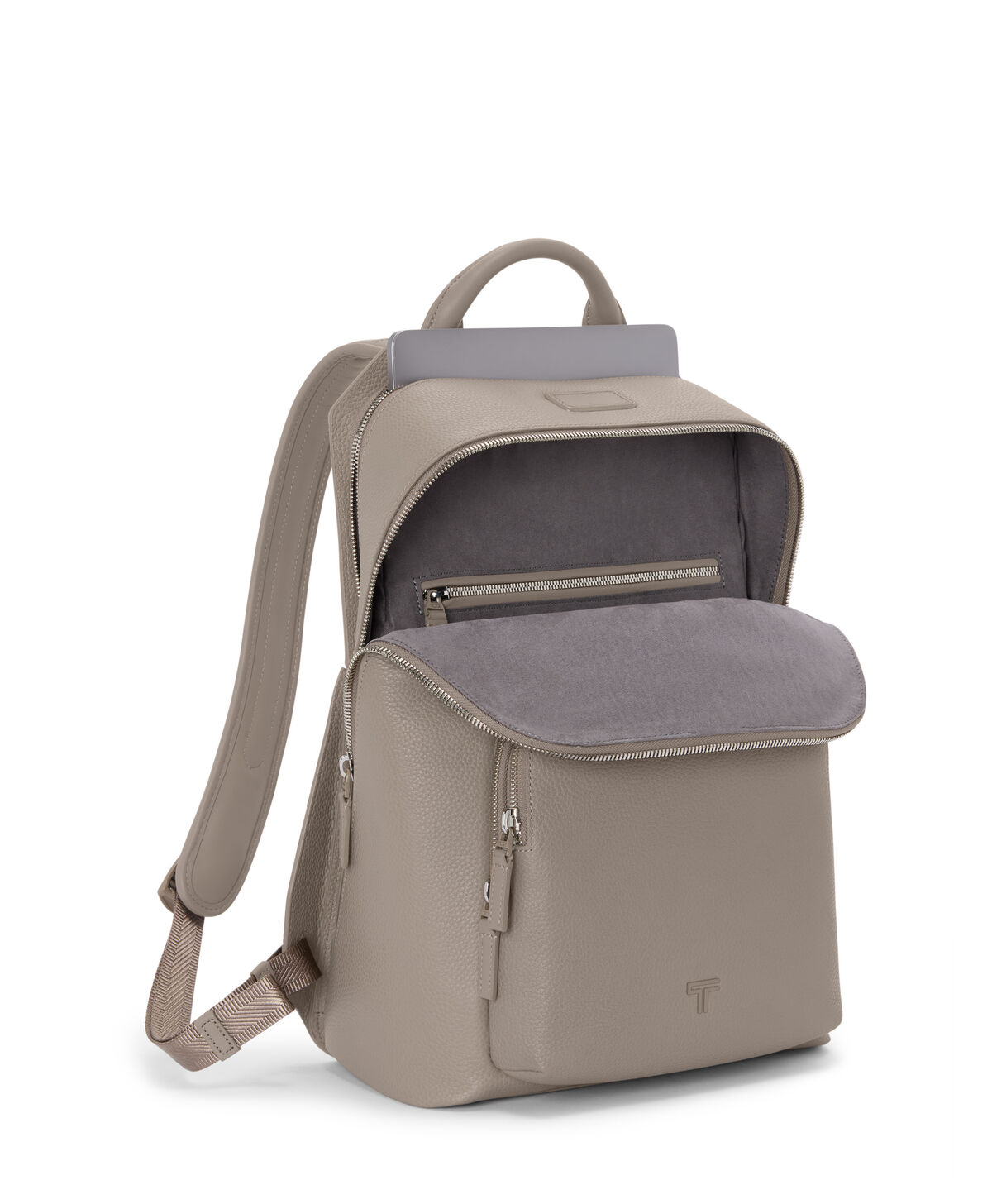 Sac &agrave; dos TUMI Turin Davide en cuir ouvert sur ses rangements