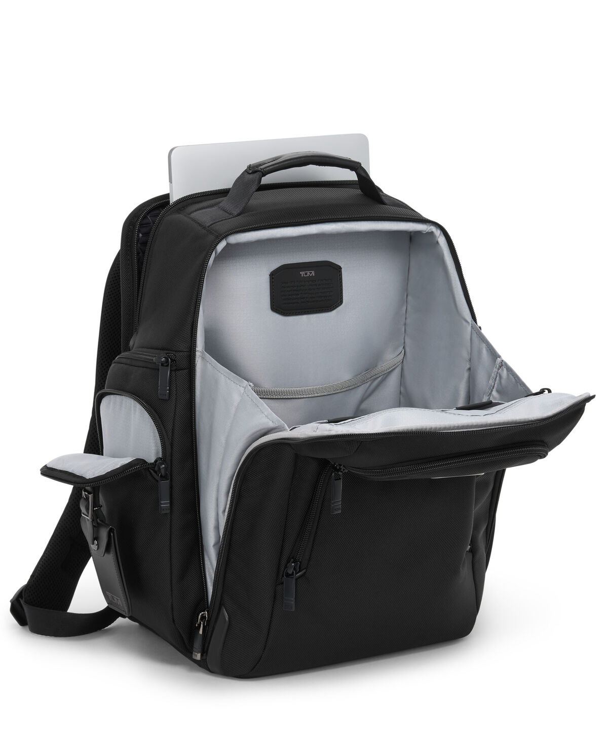 Compartiment ordinateur ouvert du sac à dos TUMI Alpha Brief Pack noir